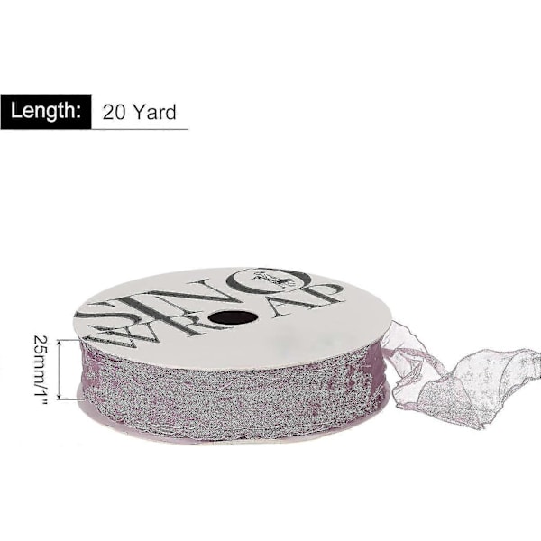 1 tum bred genomskinlig organzaband med ståltråd Pastellskimrande chiffongband Lavendel Lila 20 yard Lotusbladskant för presentinslagning Bukett Bröllopsrosetter -