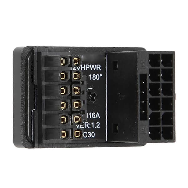 GPU PCIe Konnektor 600W 12V HPWR 16P til 16P Han til Hun 180 Grader GPU Strømadapterkort til Stationær Computer PH316 Sort