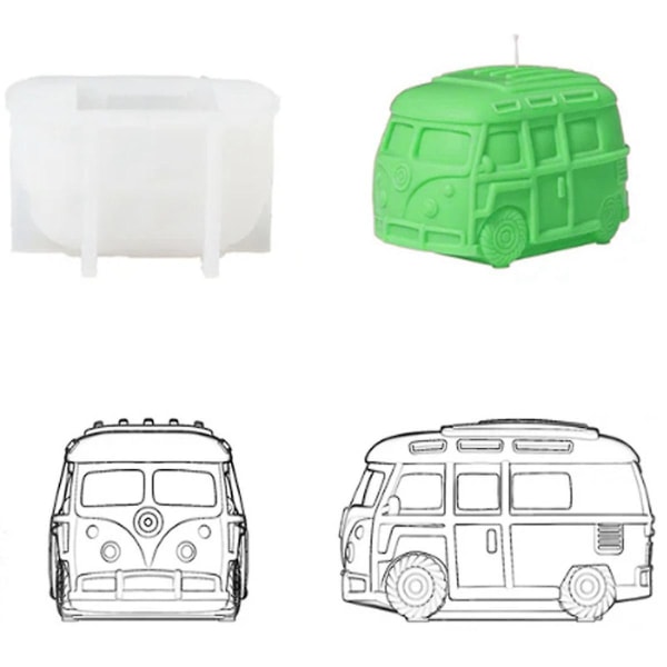 Retro Bus Car Aromaterapi Stearinlys Silikon Mold Diy Car Aromaterapi Stone Ornament Mold