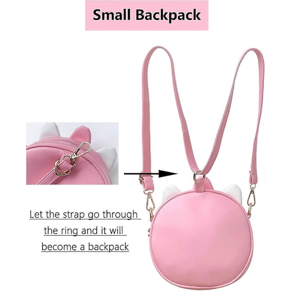 Liten Crossbody-veske for jenter, veske for småbarn, skinnryggsekk for jenter (enhjørning rosa)