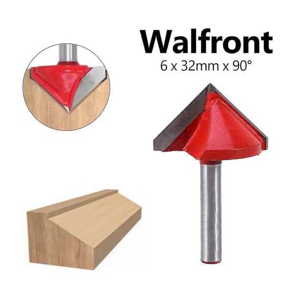 CNC Wolframstål Slidsfræser 90 Grader 6mm Skaft 32mm Diameter Til 3D Panel Fremstilling Rød
