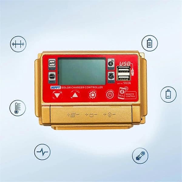 12/24V MPPT Solar Charge Controller Wifi Bluetooth Solpanel Batteri Smart Regulator 50A