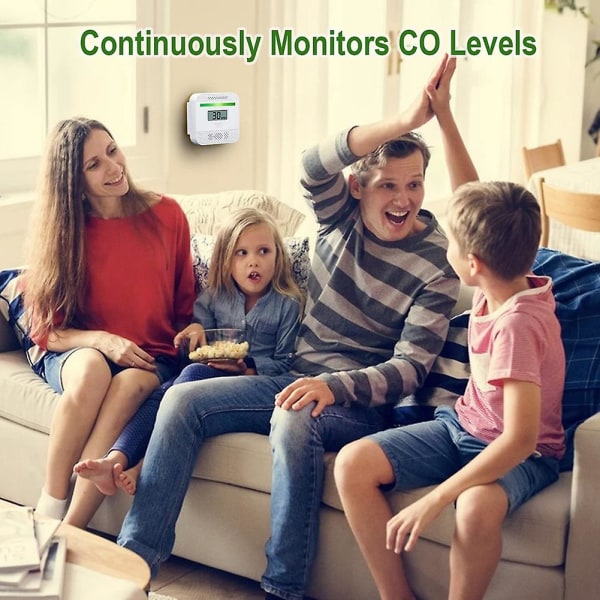 Karbonmonoksiddetektorer, bærbar CO-alarmdetektorenhet med digital LCD-skjerm for hjemreise, batteridrevet
