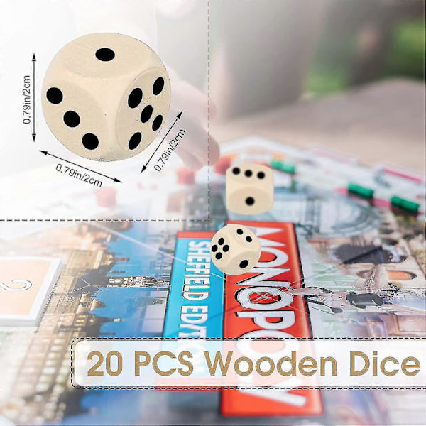 20 kpl DIY tyhjiä tavallisia puisia noppia 6-sivuisilla puupalikoilla 20 mm z
