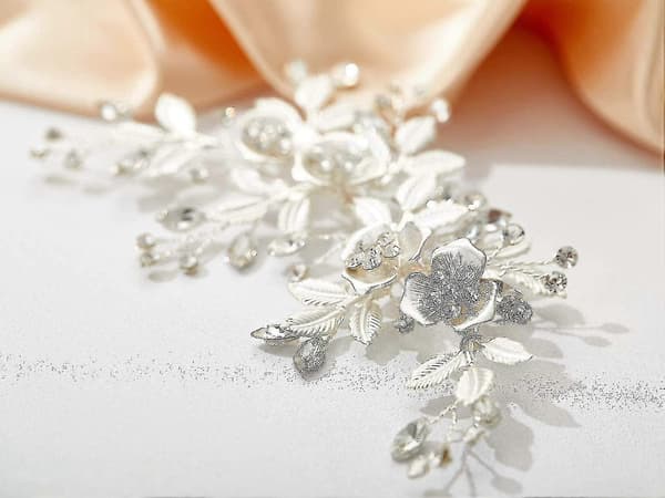 Lys Rosenguld Bryllupshårklips Rhinestone Håndlavet Blomst Hårklips