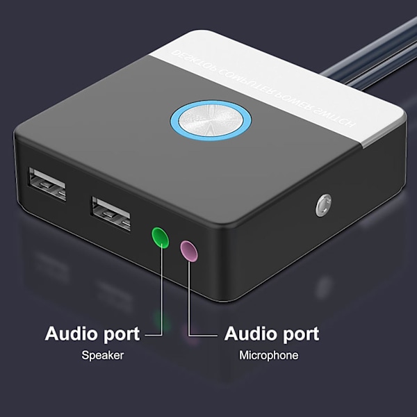 Dobbelt USB-porte 2 Lydgrænseflader Desktop Computer Kabinet Strømforsyningskontakt