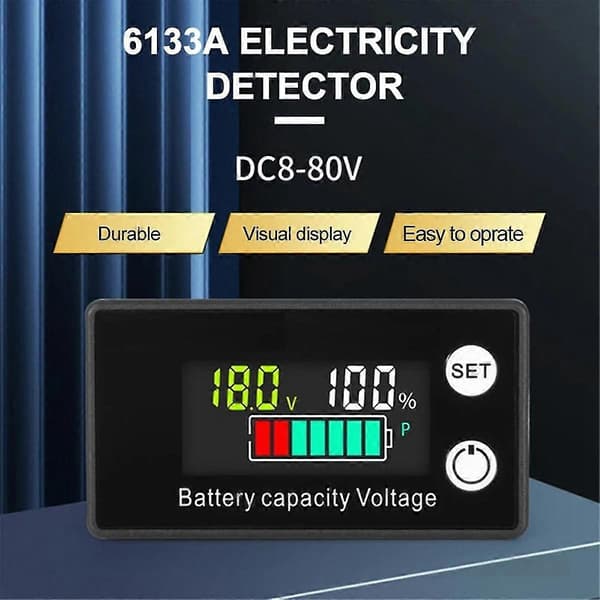 LCD Flytende Krystall 8-100V Voltmeter Batteri Bil Strøm Deteksjon Digital Litiumbatteri Kapasitet Display Modul, B