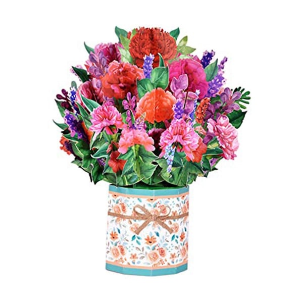 Pop-up blomsterbuket lykønskningskort til , papirblomst pop-up kort 3d fødselsdagskort mors dag G