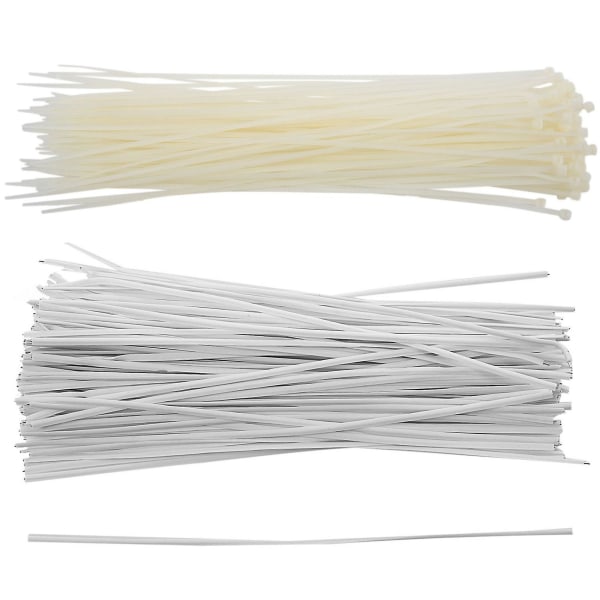 130x Cable Organizer Binding Packaging Wire Twist Ties White