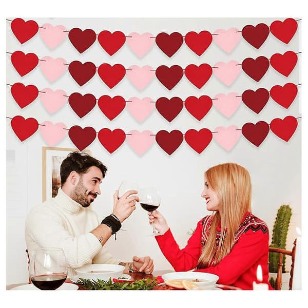 Hjerteformede Valentinsdagdekorasjoner Hjerteformede Flagg Valentinsdag Kjærlighetsdekorasjon og Bånd