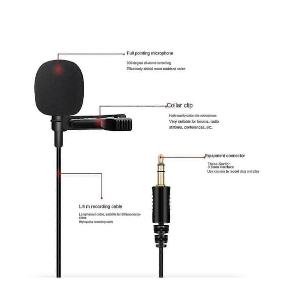 Omnidirektionel Mikrofon 3,5 mm Lavalier Slipsemikrofoner Mini Audio Mikrofon Til Kamera Computer L