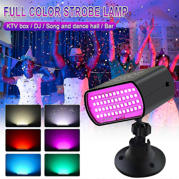 Mini LED Strobelys Lydaktivert Partylys 7 Farger DJ-belysning RGB Discolys Strobelykt 7 Farger Scene Par Lys