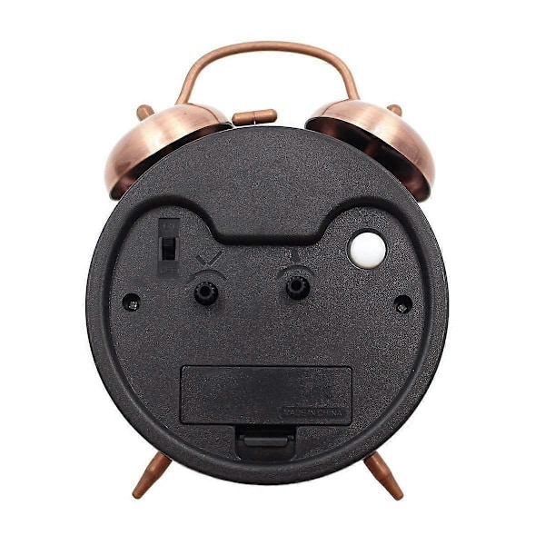 SBSG 10 cm Dubbel Klocka Väckarklocka med Bakgrundsbelysning, Tyst Icke-Tickande, Batteridriven, Högljudd Väckarklocka (Vit)