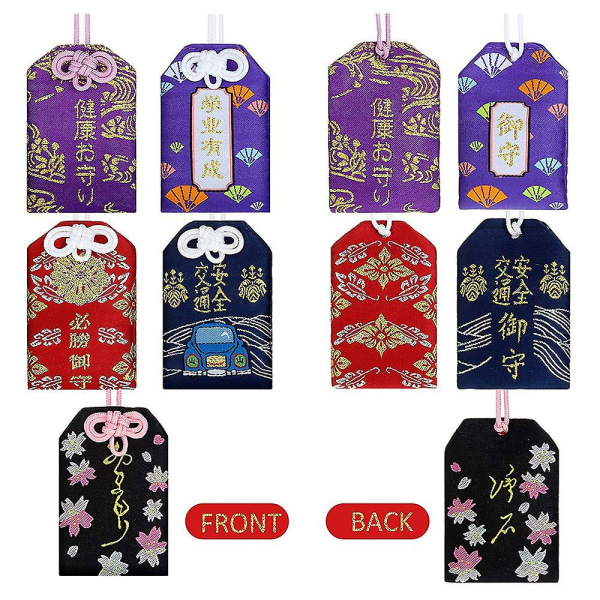 5 stycken japanska Omamori-påsar med lyckoamulett-berlocker för hälsa/utbildning/kärlek/framgång/trafiksäkerhet