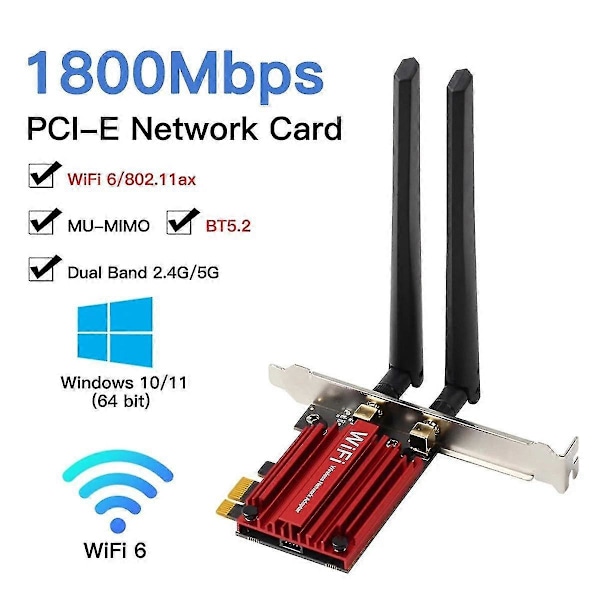 1800Mbps Wifi 6 MT7921 PCI Express Langaton Sovitin Bluetooth 5.2 Dual Band 802.11AX/AC Wi-Fi Verkkokortti Windows 10 11-B16