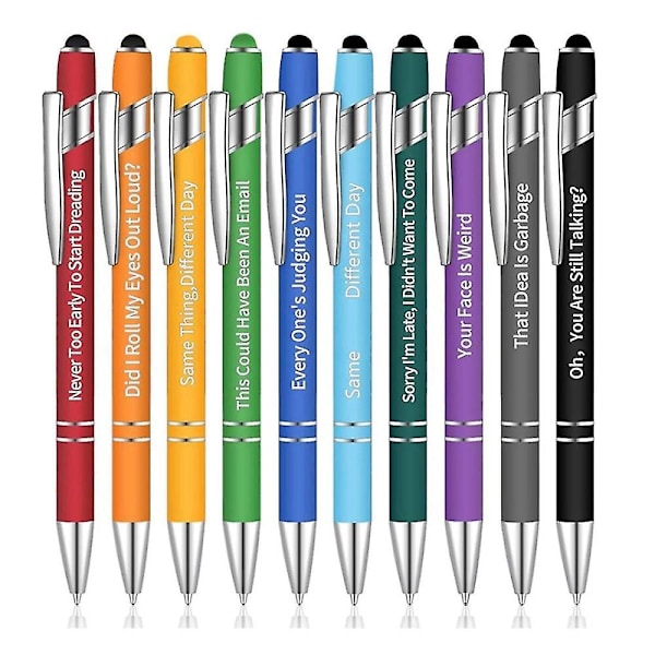 10 stk. Kontorpenner Morsomme Penner Negative Sitater Kulepenner Macaron Touch Stylus Penner For Kontor