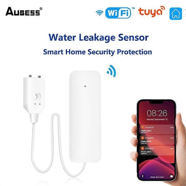 Tuya WiFi Vattenläckagesensor Smart Hem Säkerhetsskydd Överflöde/Full Vattenläckagedetektor Smart Life Fjärr Push-påminnelse