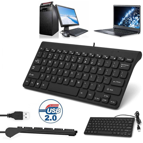 Ryra 2,4 g USB -tangentbord med kabel 78 Abs-tangentkapslar Ultra Slim Mini Keyboard Protable Mini Tangentbord