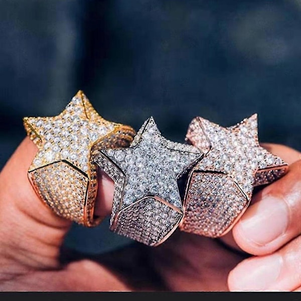 Hvit Rhinestone Ring Zirkon Stjerne Forlovelsesring For Menn Kvinner Bryllupsfest Smykker Gaver