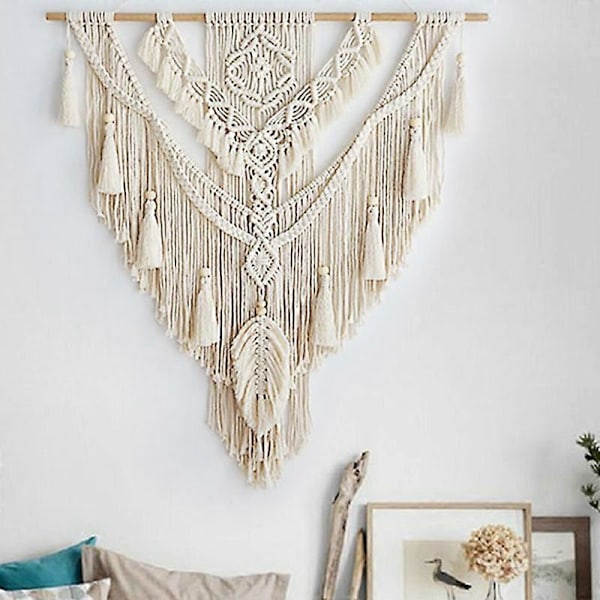 Nordisk Bohemisk Makramé Väggbonad Handvävd Tofsar Hem Väggdekor Tapestry