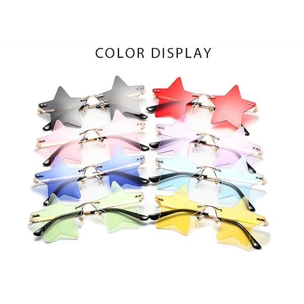 Stjerne Rimless Solbriller Kvinder/Mænd Unikke Pentagram Festbriller Prom Streetwear