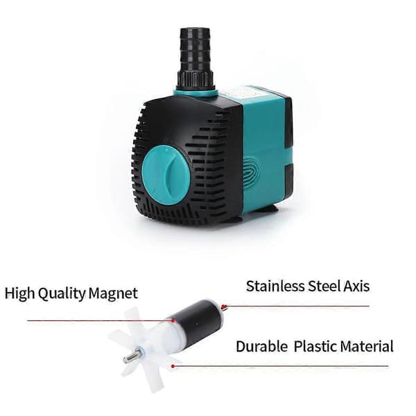 Dränkbar fontänvattenpump (2000L/H, 35W) med 2 munstycken 2,2 m lyfthöjd