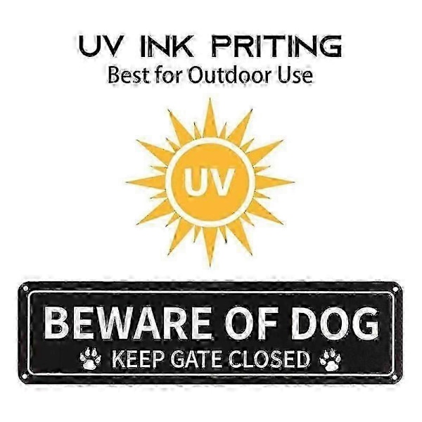 2-pack Varning för Hund Skylt, 30x7,6 cm Rostfri 0,1 cm Aluminiumskylt, Reflekterande, Blekningssäker, UV-skyddad