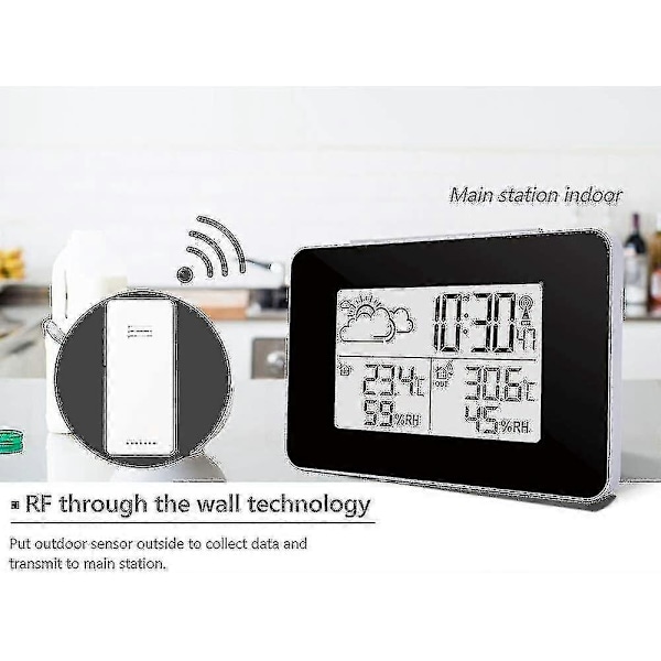 Bn-trådlös Väderstation Digital Väderstation Inomhus Och Utomhus Väderstation Prognos Termometer Sensor Klocka Hem Hygrometer