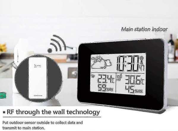 Bn-trådløs værstasjon digital værstasjon innendørs og utendørs værstasjon prognose termometer sensor klokke hjem hygrometer