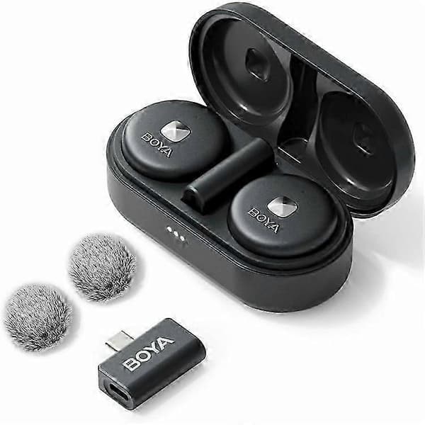 BOYA Omic-U 2 Sender + 1 USB-C Mottaker, Knappformet Trådløs Lavalier-mikrofon