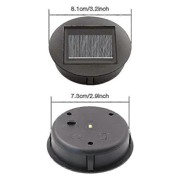 4 stk. erstatnings solcellelamper med LED-pærer, erstatning for solcelletopplamper, LED solcellepanel lyktdeksel for utendørs-T