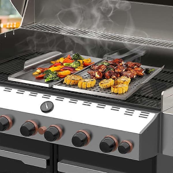 Grillrist - 2 i 1 Grillplade med Serveringsfad i Rustfrit Stål