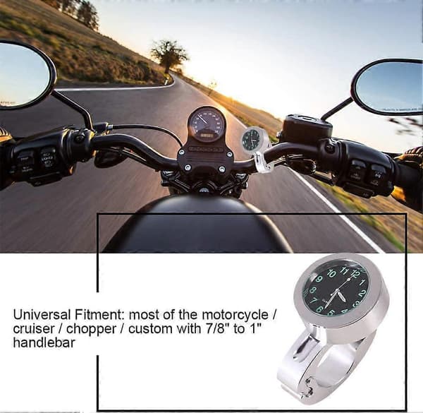 Motorcykelstyre Klocka Vattentät Motorcykelstyre Klocka Universal Silver Motorcykelstyre Motorcykelstyre
