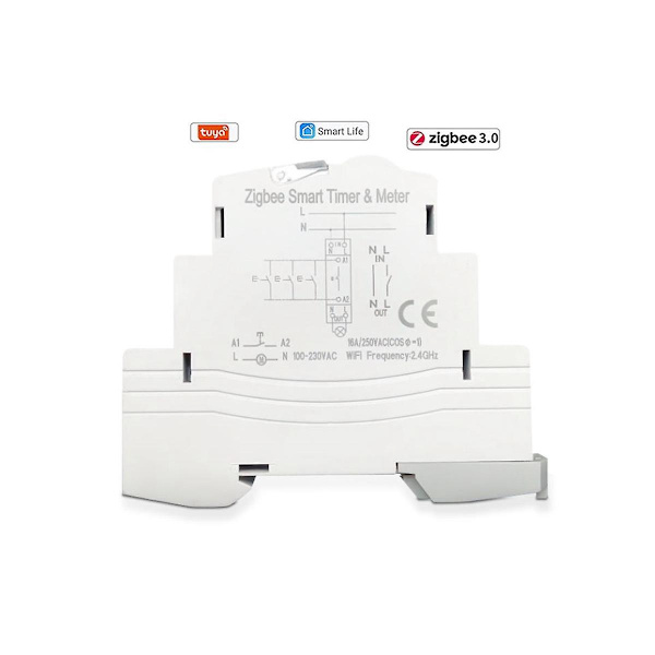 Tuya Smart Life ZigBee 16A Din Rail 1P Switch KWh Meter med energimonitor Timer Support App Fjernbetjening