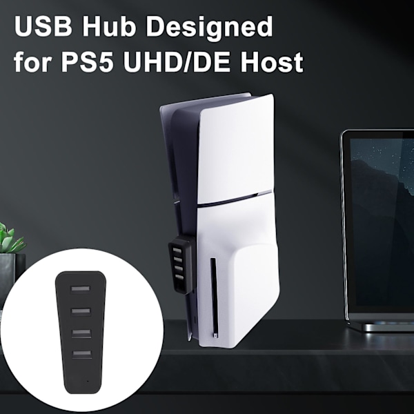 USB 2.0 HUB-utvider, Splitter, Hub med høy hastighet, ingen forsinkelse, Plug and Play USB-adapter for 5 konsoller for PS5 Slim-vert, flere enheter