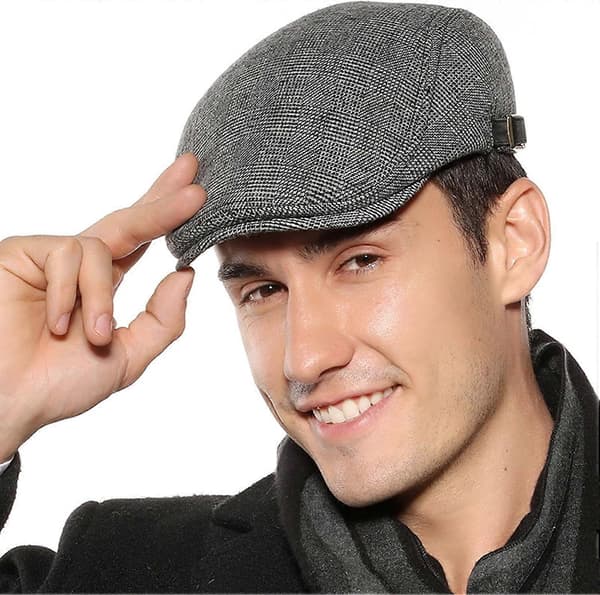 Herr Flat Caps Basker Tweed Klassisk Tweed Keps Grey Plaid