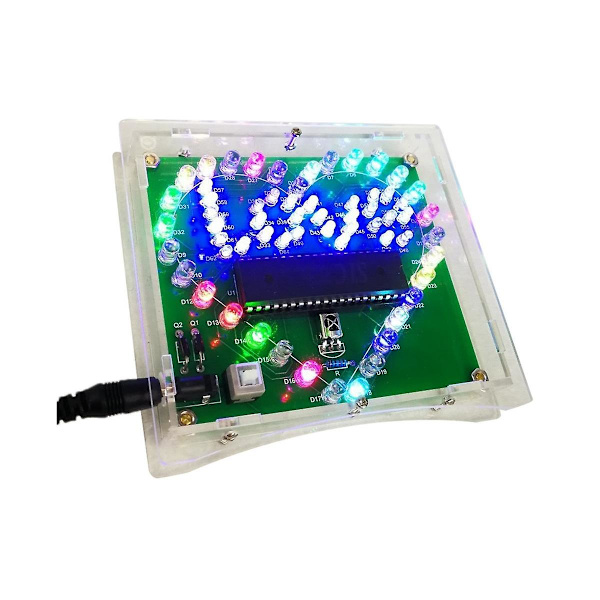 DIY Elektroniskt Kit Färgglada LED-blixt Hjärta DIY Fjärrkontroll Lödprojekt Kit 's Present W
