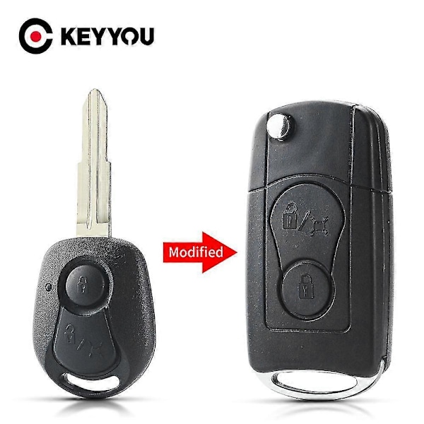 2 Knapper Flip Foldbar Bil Fjernbetjening Nøgle Etui Skal Til Ssangyong Actyon Suv Kyron