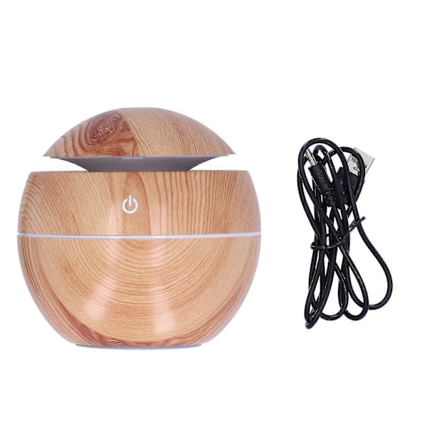 Soppformet Mini Luftfukter 130ml USB Tåke med Ambient Nattlys Trestrukturdesign