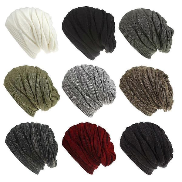 Vinter Slouchy Mössa med Fleecefoder, Stickad Varm Mjuk Stretchig Skull Cap för Män och Damer Kvinnor Hästsvans
