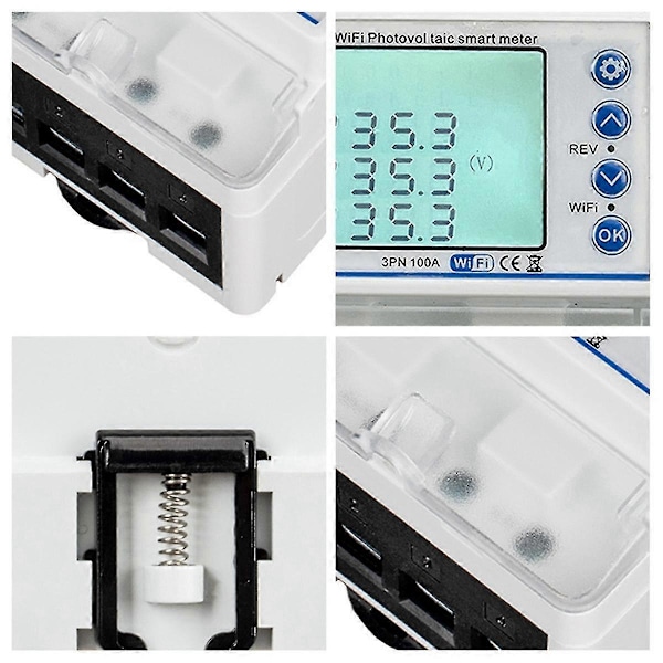 3-fas 380V 100A Tuya WiFi Smart Bi-Directional KWh-mätare Över- och Underspänningsskydd Relä Switch