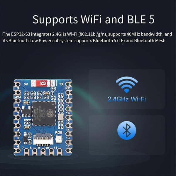 Esp32-s3-tiny Utviklerkortsett + FPC-kabel Bluetooth Le + 2.4g Wifi Esp32-s3fh4r2 Esp32-s3 Mini Utviklerkort