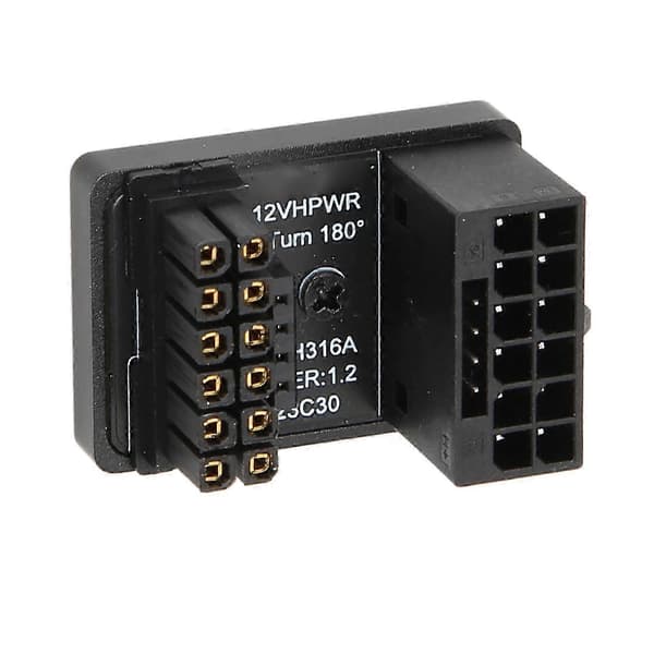 GPU PCIe Konnektor 600W 12V HPWR 16P til 16P Han til Hun 180 Grader GPU Strømadapterkort til Stationær Computer PH316 Sort