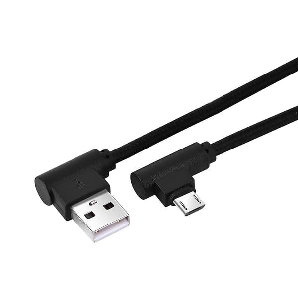 Nylonflettet 3 meter 90° Vinkel USB Lade- og Synkroniseringskabel for Android - Svart
