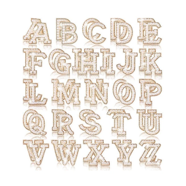 Pearl Rhinestone Letter Patches A-z Bling Rhinestone Letter Stickers Glitter Rhinestone Alphabet Ap