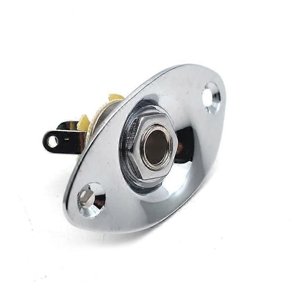 Oval innfelt gitarutgang jack plate & socket krom (2 stk)