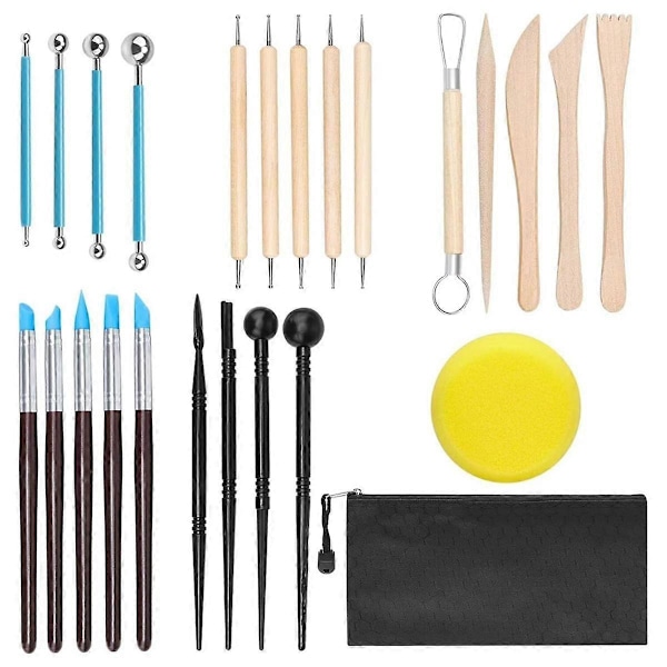 24 st Polymerlera Kit, Keramikverktyg, Keramik Kit, Lerskulpteringsverktyg, Skulpterings Prickverktyg Set, Prickverktyg