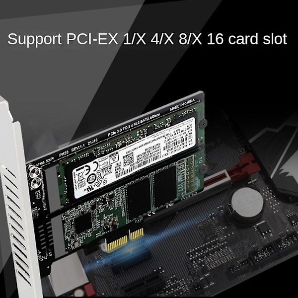 PH58 2 x M2 SATA PCIE-sovitinkortti Kaksoislevynäytönohjainkortti RAID-jakaja Laajennuskortti PCIe X1