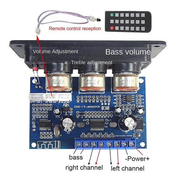 2.1-kanals digitalt forstærkerkort med fjernbetjening 2x25w+50w Bt5.0 subwoofer klasse D-forstærker