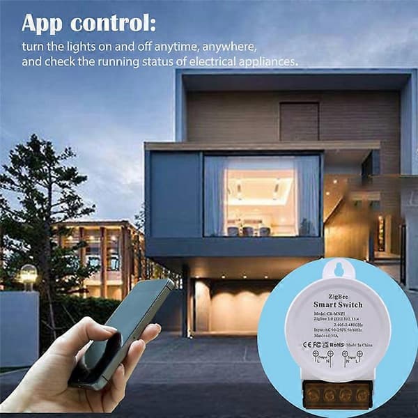 ZigBee Smart Switch Lys Tuya/Smart Life App Understøttelse Stemmestyring 30A Spænding AC 90-250V, Hvid